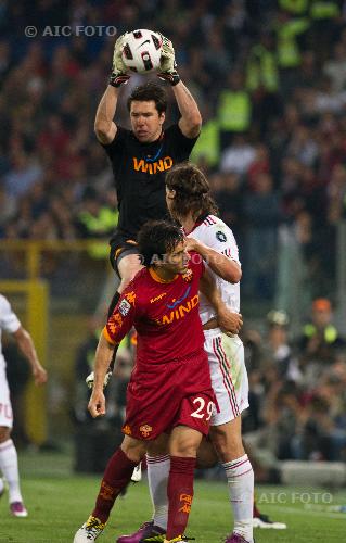 Alexander Doni Roma Zlatan Ibrahimović Milan match between Roma 0-0 Milan Roma, Italy. 