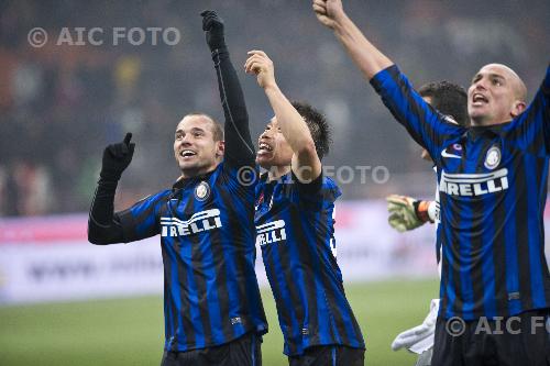   Esteban Cambiasso      Wesley Sneijder Inter 2012 Milano, Italy. Final Joy 