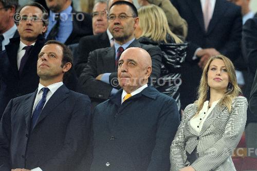 Barcellona   Galliani e Berlusconi Milan match between Milan  Barcelona 3-1 Milan Barcelona, Spain. 