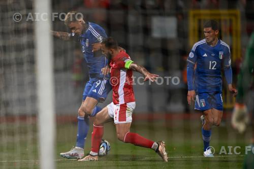 Italy Steve Borg Malta Matteo Pessina Ta’Quali final match between Malta 0-2 Italy Attard, Malta. 
