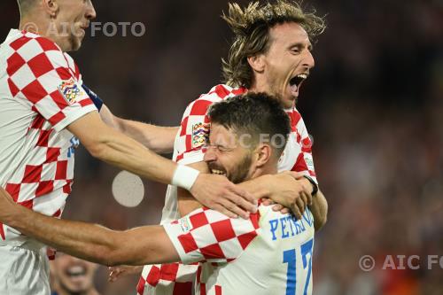 Croatia Luka Modric Croatia Ivan Perisic De Kuip final match between  Netherlands 2-4 Croatia Rotterdam, Netherlands. 