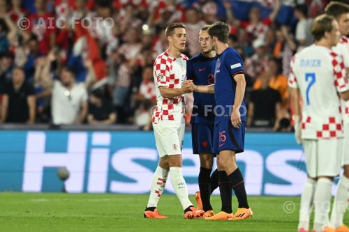 Croatia Teun Koopmeiners Netherlands Marten de Roon De Kuip final match between  Netherlands 2-4 Croatia Rotterdam, Netherlands. 