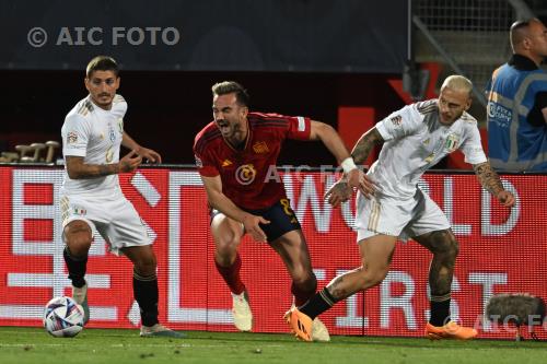 Italy Fabian Ruiz Spain Federico Dimarco De Grolsh Veste final match between Spain 2-1 Italy Enschede, Netherlands. 