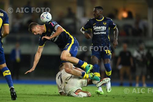 Hellas Verona Lorenzo Pellegrini Roma Martin Hongla Marcantonio Bentegodi match between  Hellas Verona 2-1 Roma Verona, Italy 