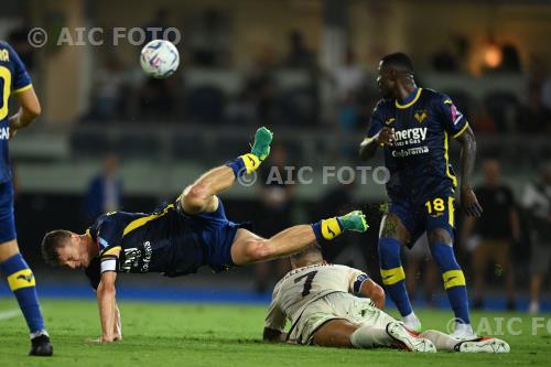 Hellas Verona Lorenzo Pellegrini Roma Martin Hongla Marcantonio Bentegodi match between  Hellas Verona 2-1 Roma Verona, Italy 