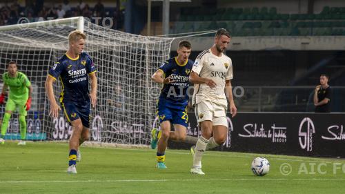 Roma Pawel Marek Dawidowicz Hellas Verona Josh Doig Marcantonio Bentegodi match between  Hellas Verona 2-1 Roma Verona, Italy 