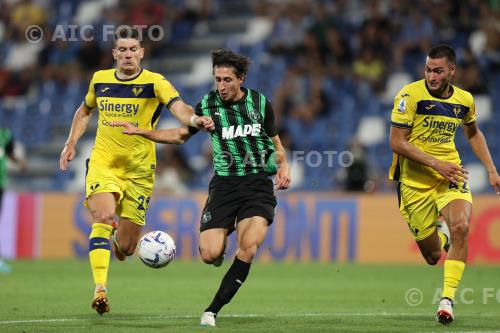 Hellas Verona Samuele Mulattieri Sassuolo Diego Coppola Mapei match between Sassuolo 3-1 Hellas Verona Reggio Emilia, Italy 