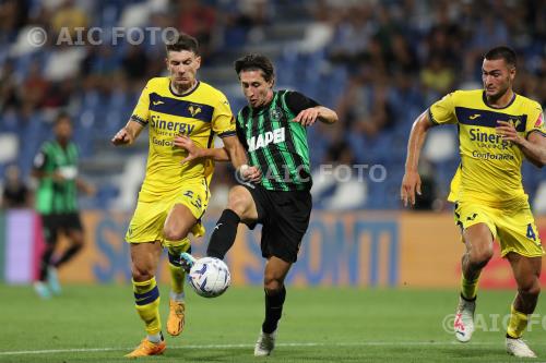 Hellas Verona Samuele Mulattieri Sassuolo Diego Coppola Mapei match between Sassuolo 3-1 Hellas Verona Reggio Emilia, Italy 