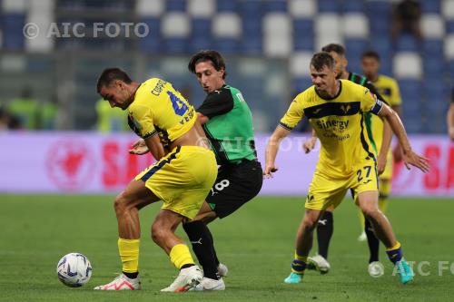 Hellas Verona Samuele Mulattieri Sassuolo Pawel Marek Dawidowicz Mapei match between Sassuolo 3-1 Hellas Verona Reggio Emilia, Italy 