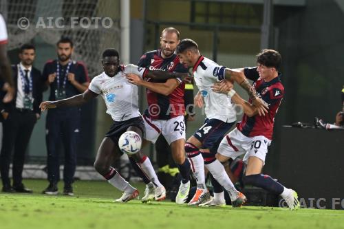 Cagliari Lorenzo De Silvestri Bologna Alessandro Deiola Italian championship  2023 2024 3°Day Renato Dall Ara match between Bologna 2-1 Cagliari 