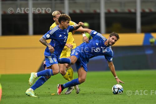 Italy Manuel Locatelli Italy Mykhailo Mudryk Giuseppe Meazza final match between  Italy 2-1 Ukraine Milano, Italy. 
