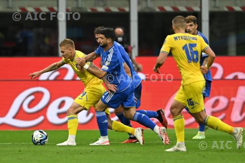 Ukraine Riccardo Orsolini Italy Manuel Locatelli Giuseppe Meazza final match between  Italy 2-1 Ukraine Milano, Italy. 
