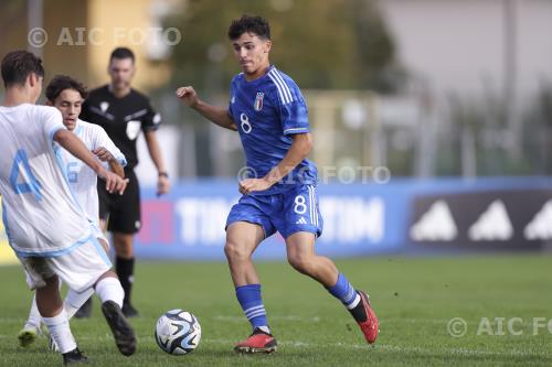 Italy U17 Luca Pasolini San Marino U17 Giulio Maria Bugli Valentino Mazzola final match between Italy U17 4-0  San Marino U171 Santarcangelo di Romagna, Italy. 