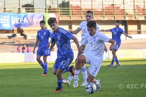 Italy U17 Nikostratos Zouridakis Greece U17 Vasileios Eleftheriadis Tullo Morgagni final match between Greece U17 2-1  Italy U171 Forli, Italy. 