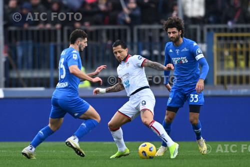 Empoli Gianluca Lapadula Cagliari Sebastiano Luperto Carlo Castellani match between    Empoli  0-1 Cagliari Empoli, Italy 