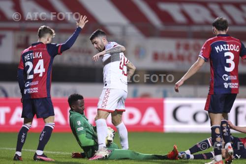 Virtus Verona Gaetano Monachello Mantova Antonio Metlika Danilo Martelli match between Mantova 4-0 Virtus Verona Mantova, Italy 