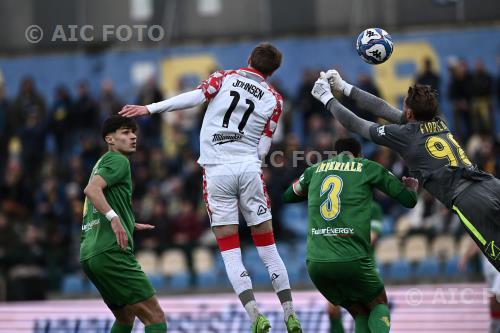 Carrarese Dennis Johnsen Cremonese Marco Imperiale Italian championship 2024 2025 Serie B Day 28° Dei Marmi match between  Carrarese 2-2 Cremonese 