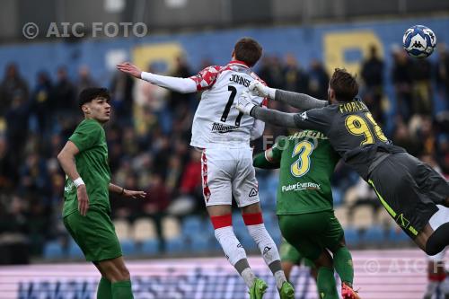 Carrarese Dennis Johnsen Cremonese Marco Imperiale Italian championship 2024 2025 Serie B Day 28° Dei Marmi match between  Carrarese 2-2 Cremonese 