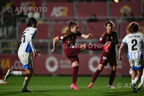 Roma Women Sara Caiazzo Sassuolo Women Davina Philtjens Italian championship 2024 2025  Femminile Semifinal Women Italy Cup Tre Fontane match between Roma Women 3-0 Sassuolo Women 
