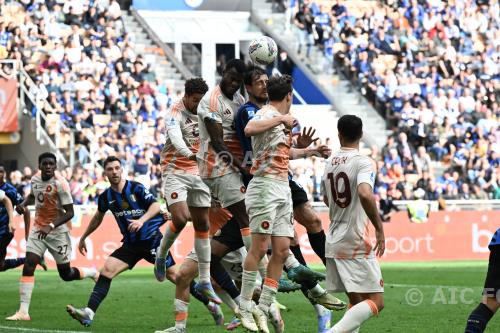 Roma Evan N Dicka Roma Francesco Acerbi Italian championship 2024 2025 34°Day Giuseppe Meazza match between   Inter 0-1 Roma 