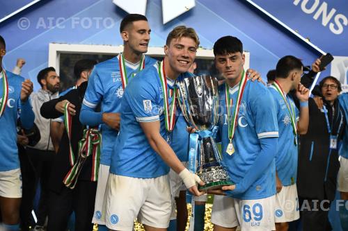 Napoli Giuseppe Ambrosino Napoli Lorenzo Lucca match between  Napoli 2-0 Bolognaat  Al -Awwal match between  Napoli 2-0 Bolognaat  Al -Awwal Stadium Riyad, Saudi Arabia 