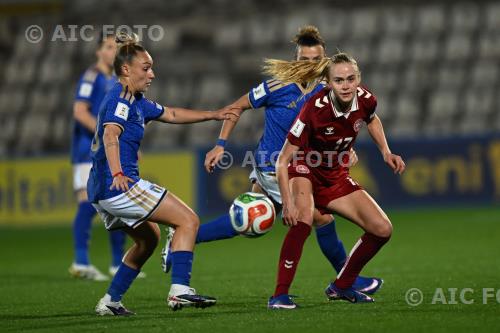 Italy Kathrine Moller Kuhl Denmark Women Arianna Caruso Romeo Menti match between  Italy Women 1-1 Denmark Women Vicenza, Italy. 