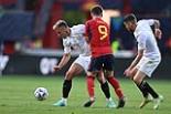 Italy Gavi Pablo Martin Spain Jorginho Jorge Luiz Frello Filho De Grolsh Veste final match between Spain 2-1 Italy Enschede, Netherlands. 