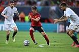 Italy Gavi Pablo Martin Spain Francesco Acerbi De Grolsh Veste final match between Spain 2-1 Italy Enschede, Netherlands. 